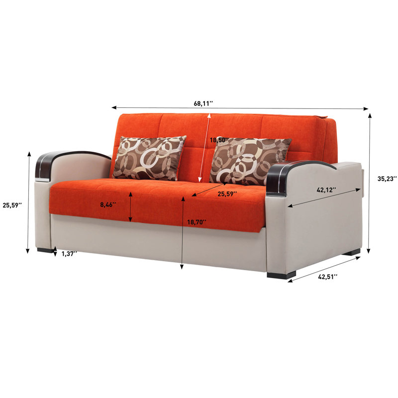 Ottomanson Sleep Plus 67 in. Fabric 2Seater 3in1 Sleeper Loveseat